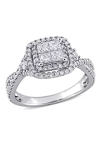 1 ct. t.w. Diamond Princess-Cut Quad Infinity Halo Engagement Ring 10k White Gold