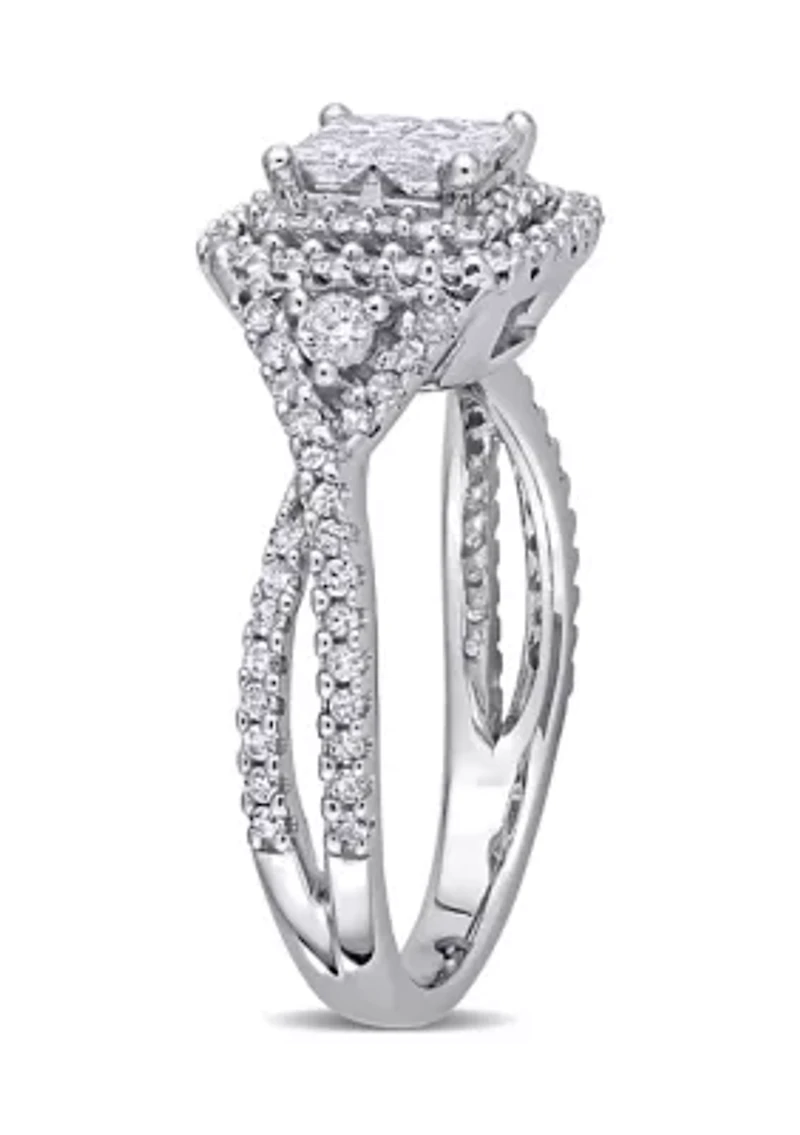 1 ct. t.w. Diamond Princess-Cut Quad Infinity Halo Engagement Ring 10k White Gold