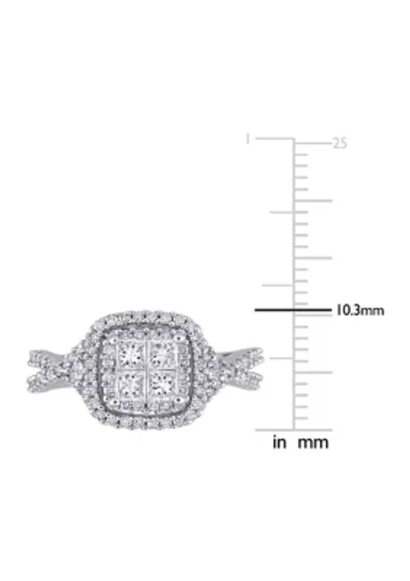 1 ct. t.w. Diamond Princess-Cut Quad Infinity Halo Engagement Ring 10k White Gold