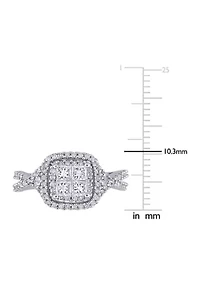 1 ct. t.w. Diamond Princess-Cut Quad Infinity Halo Engagement Ring 10k White Gold