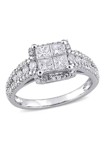 1 ct. t.w. Diamond Princess-Cut Square Engagement Ring 10k White Gold