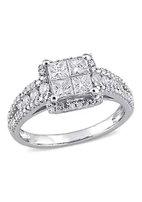 1 ct. t.w. Diamond Princess-Cut Square Engagement Ring 10k White Gold