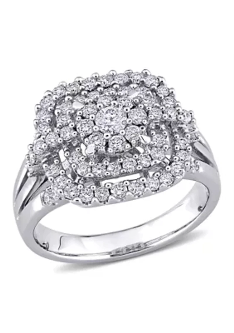 1 ct. t.w. Diamond Cluster Halo Ring 14k White Gold