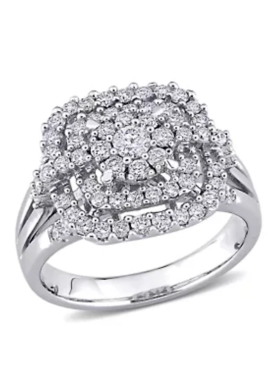 1 ct. t.w. Diamond Cluster Halo Ring 14k White Gold