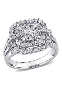 1 ct. t.w. Diamond Cluster Halo Ring 14k White Gold