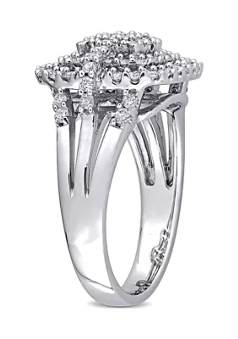 1 ct. t.w. Diamond Cluster Halo Ring 14k White Gold