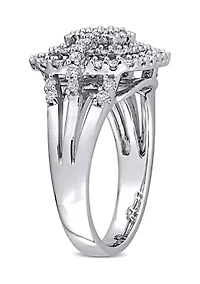 1 ct. t.w. Diamond Cluster Halo Ring 14k White Gold