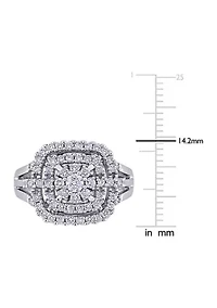 1 ct. t.w. Diamond Cluster Halo Ring 14k White Gold