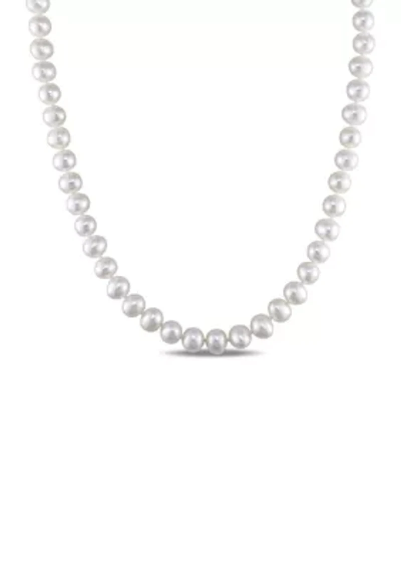 6.5-7 MM Freshwater Cultured Pearl 18" Strand Necklace with Sterling Silver Clasp
