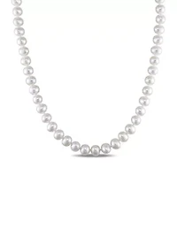 6.5-7 MM Freshwater Cultured Pearl 18" Strand Necklace with Sterling Silver Clasp
