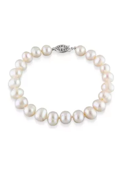 7.5-8mm Freshwater Cultured Pearl Bracelet in Sterling Silver - 7.5 in