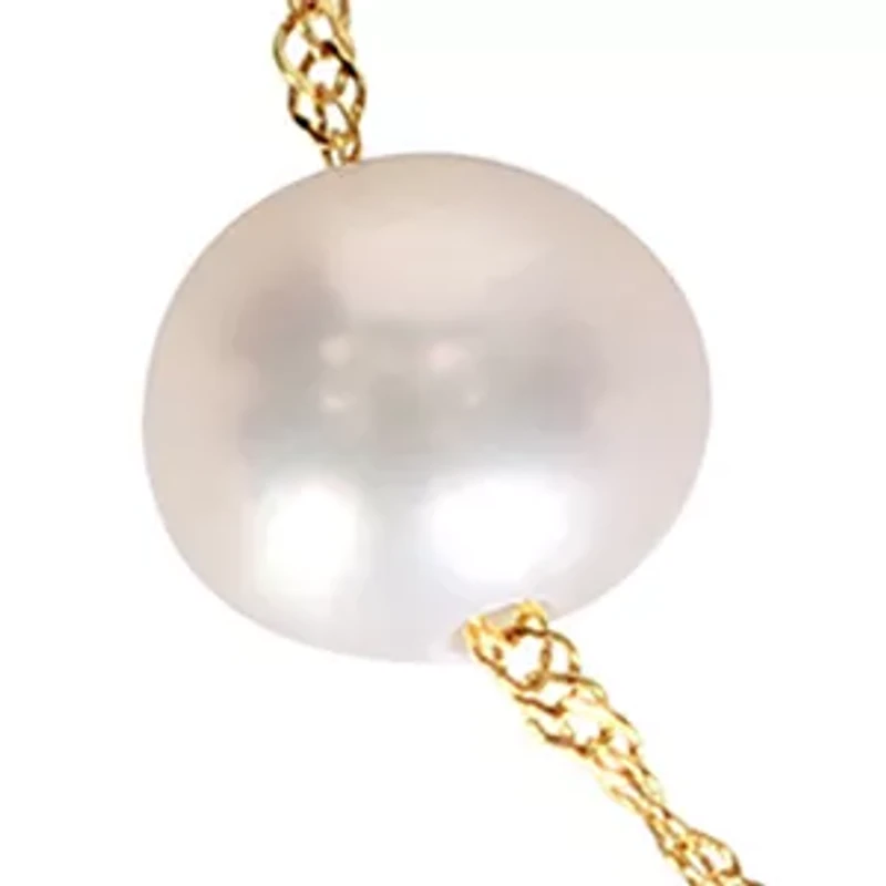 5.5-6 Millimeter Cultured Freshwater Pearl Tin Cup Necklace in 10k Yellow Gold