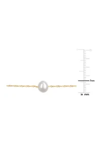 5.5-6 Millimeter Cultured Freshwater Pearl Tin Cup Necklace in 10k Yellow Gold