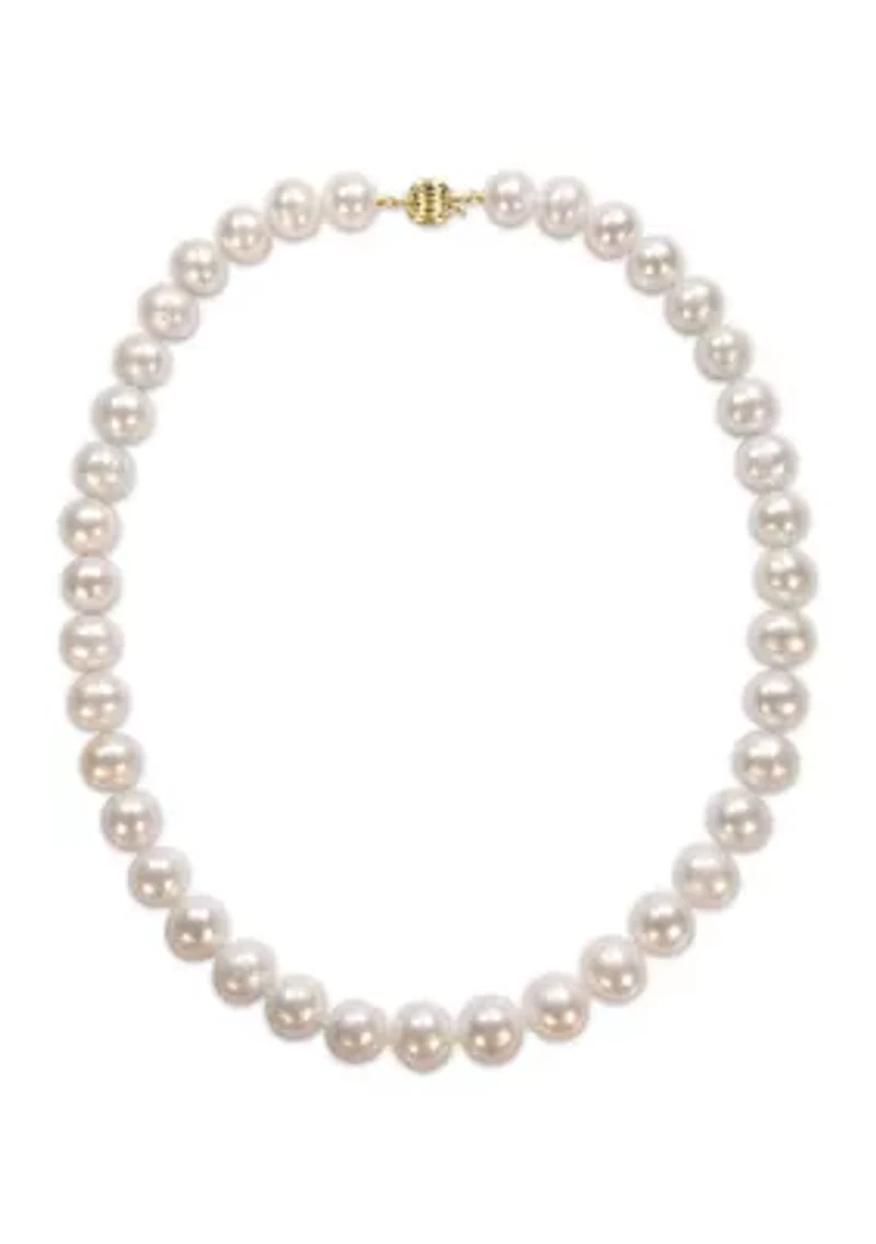 10-12 Millimeter Cultured Freshwater Pearl Necklace with 14k Yellow Gold Ball Clasp