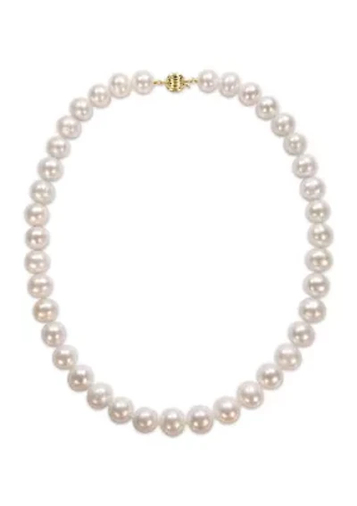 10-12 Millimeter Cultured Freshwater Pearl Necklace with 14k Yellow Gold Ball Clasp