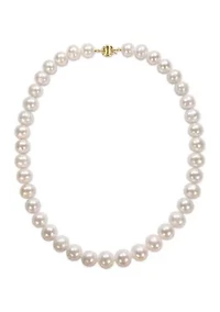 10-12 Millimeter Cultured Freshwater Pearl Necklace with 14k Yellow Gold Ball Clasp