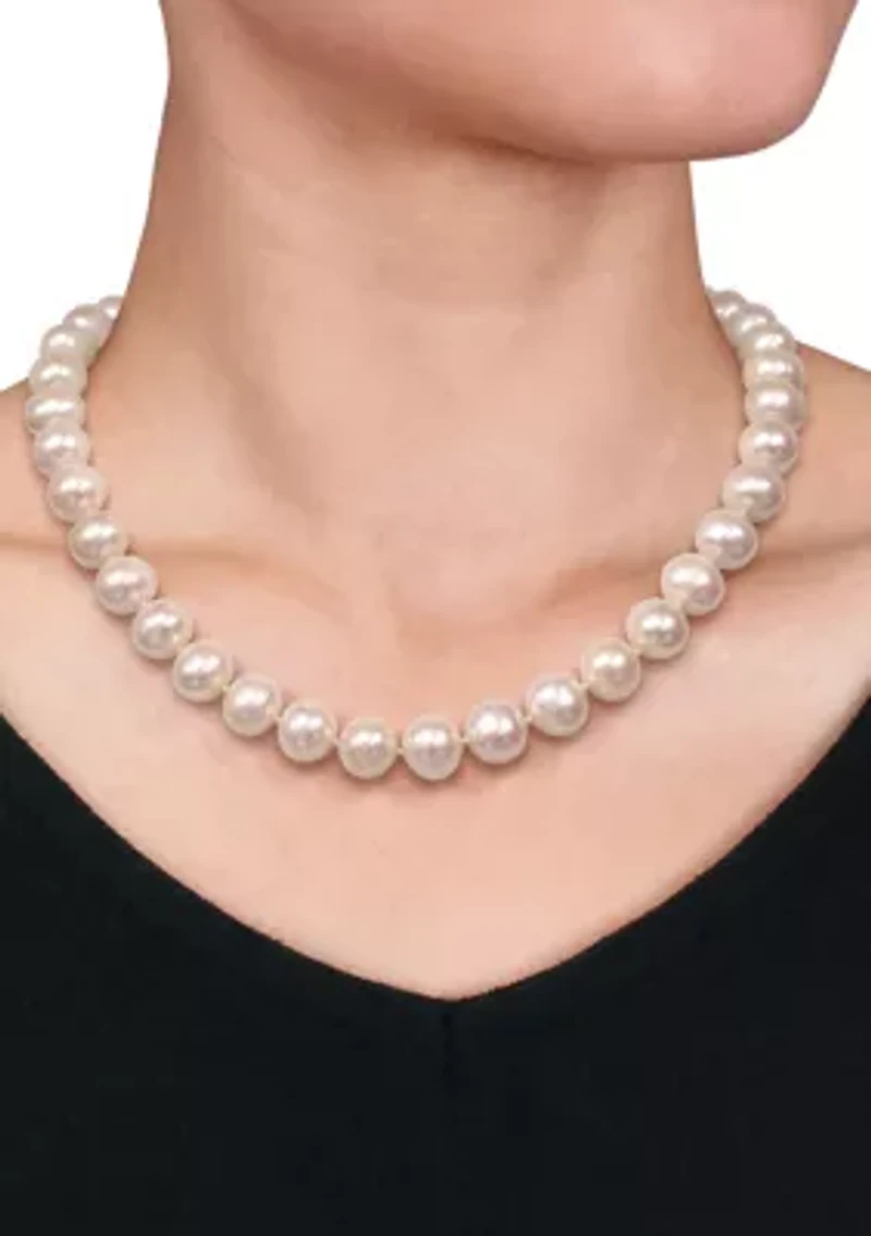 10-12 Millimeter Cultured Freshwater Pearl Necklace with 14k Yellow Gold Ball Clasp