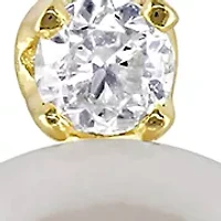 8-9 Millimeter Cultured Freshwater Pearl and 1/10 ct. t.w. Diamond Stud Earrings in 14k Yellow Gold