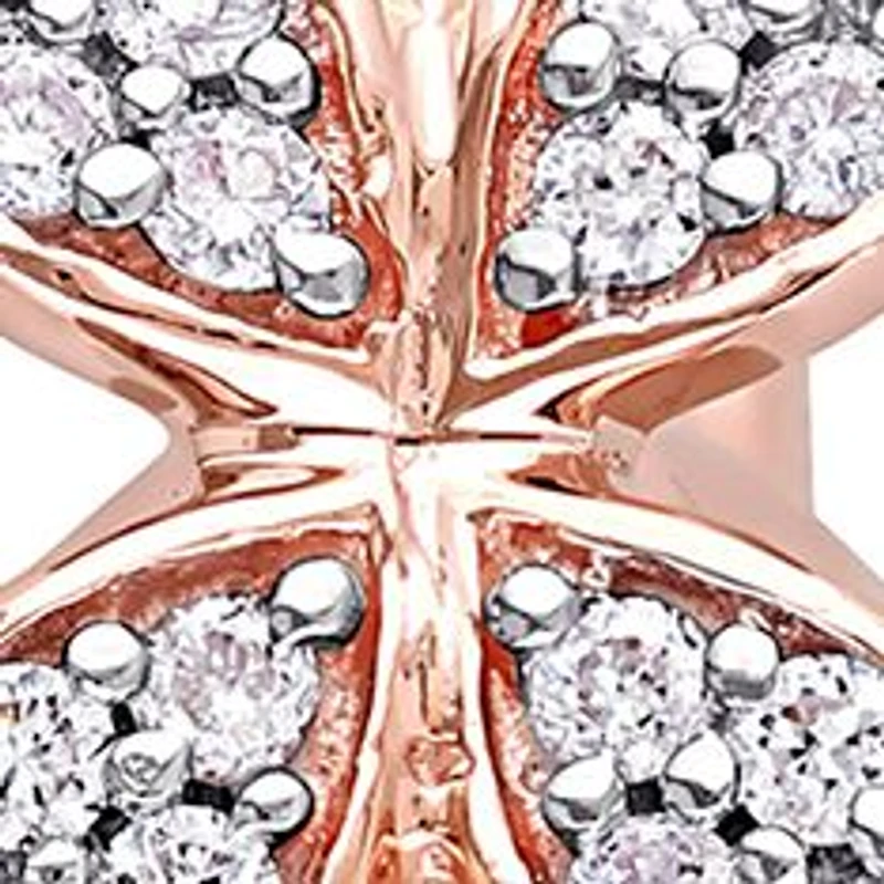 11.5-12 Millimeter South Sea Cultured Pearl and 1/8 ct. t.w. Diamond Petal Earrings in 14k Rose Gold