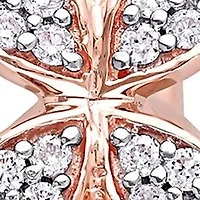 11.5-12 Millimeter South Sea Cultured Pearl and 1/8 ct. t.w. Diamond Petal Earrings in 14k Rose Gold