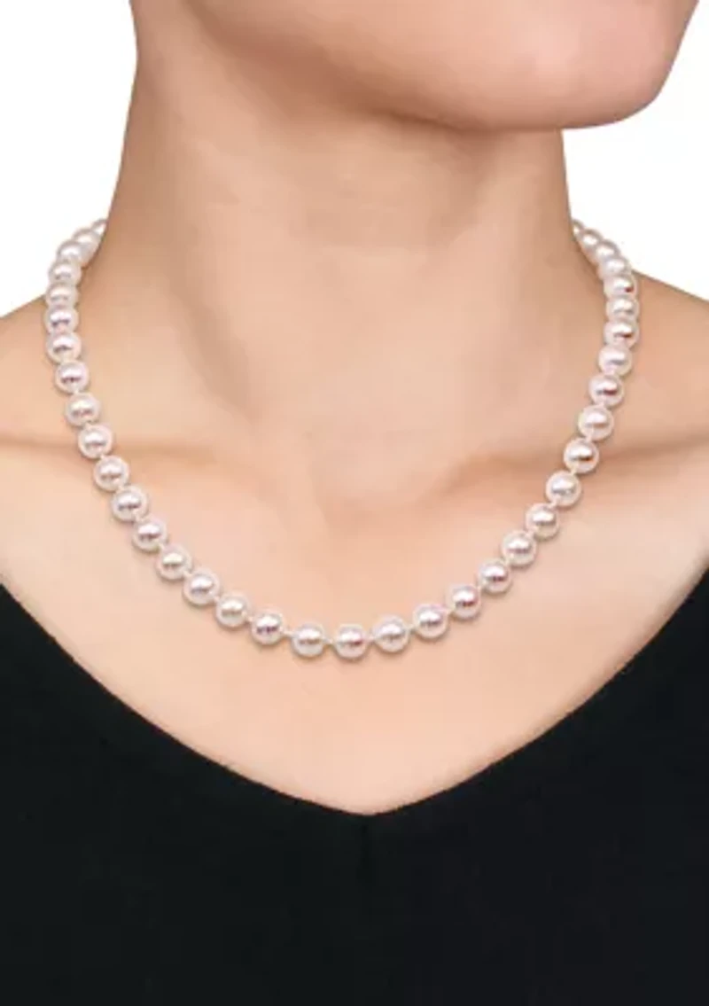 7-7.5 Millimeter Cultured Freshwater Pearl Necklace with 14k Yellow Gold Fisheye Clasp