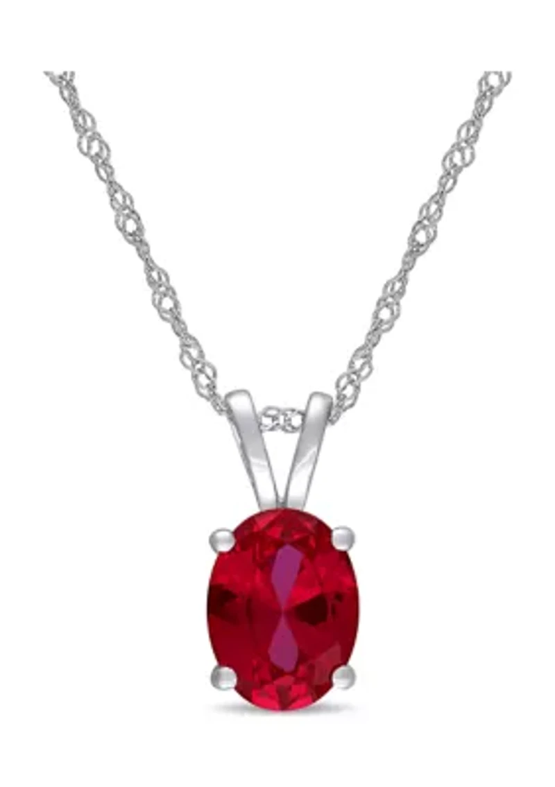 2 ct. t.w. Created Ruby Solitaire Pendant with Chain in 10k White Gold