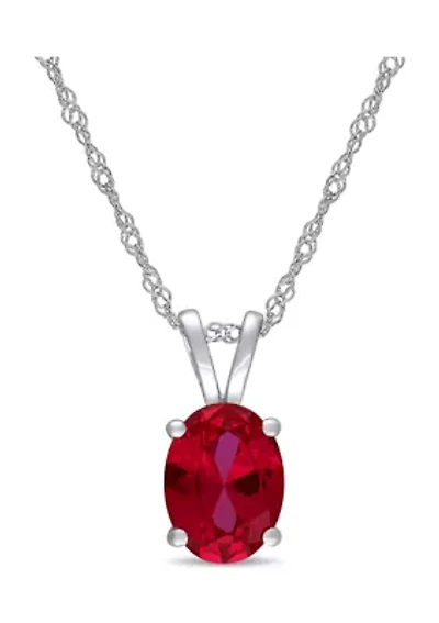 2 ct. t.w. Created Ruby Solitaire Pendant with Chain in 10k White Gold