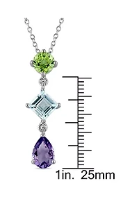 3.12 ct. t.w. Multi Gemstone Drop Pendant With Chain In Sterling Silver