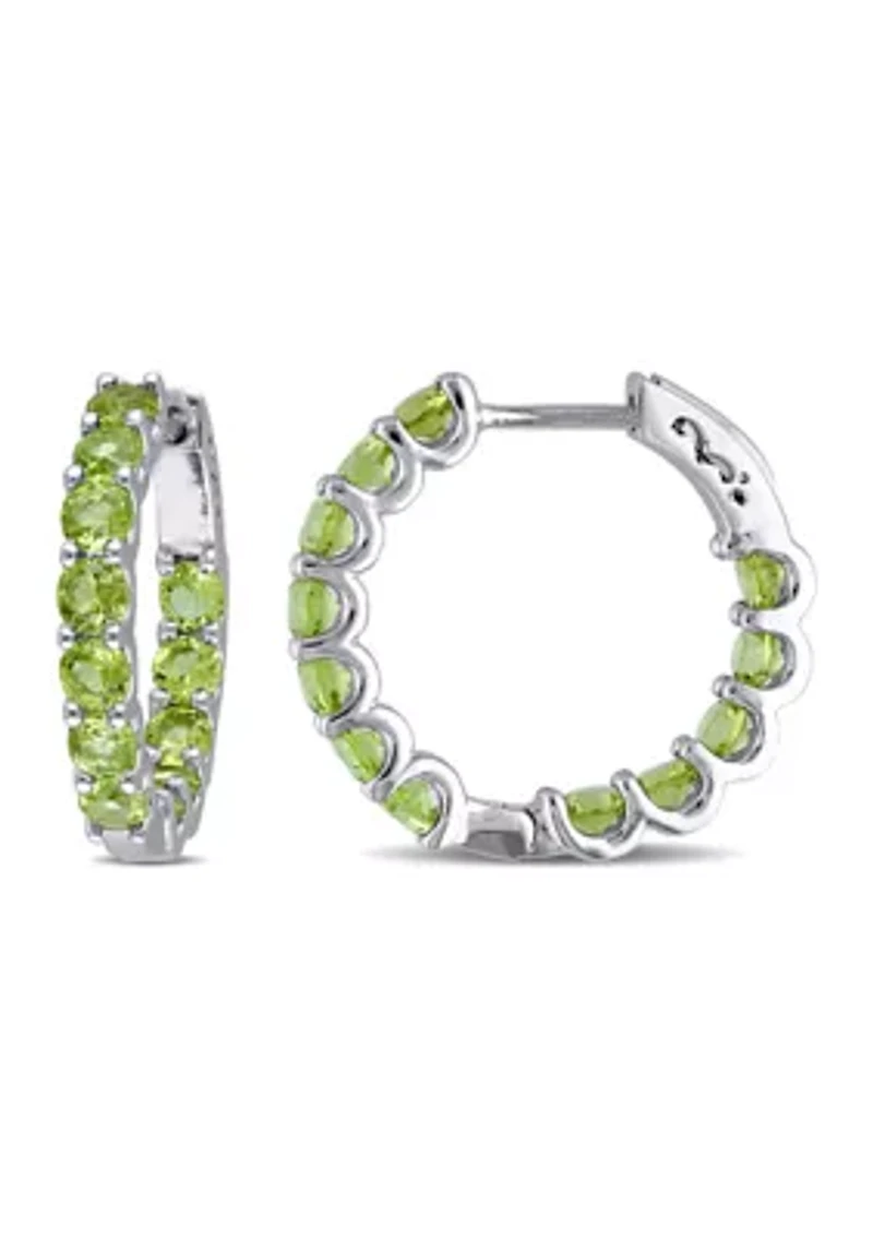 3.8 ct. t.w. Peridot Inside Outside Hoop Earrings In Sterling Silver