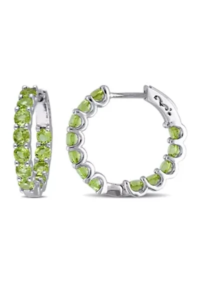 3.8 ct. t.w. Peridot Inside Outside Hoop Earrings In Sterling Silver