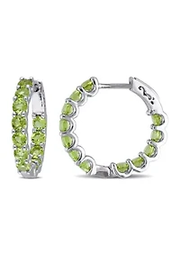 3.8 ct. t.w. Peridot Inside Outside Hoop Earrings In Sterling Silver