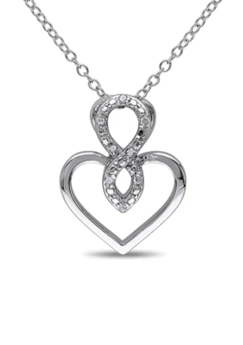 Diamond Accent Infinity Heart Pendant With Chain In Sterling Silver
