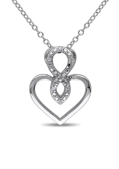 Diamond Accent Infinity Heart Pendant With Chain In Sterling Silver