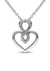 Diamond Accent Infinity Heart Pendant With Chain In Sterling Silver