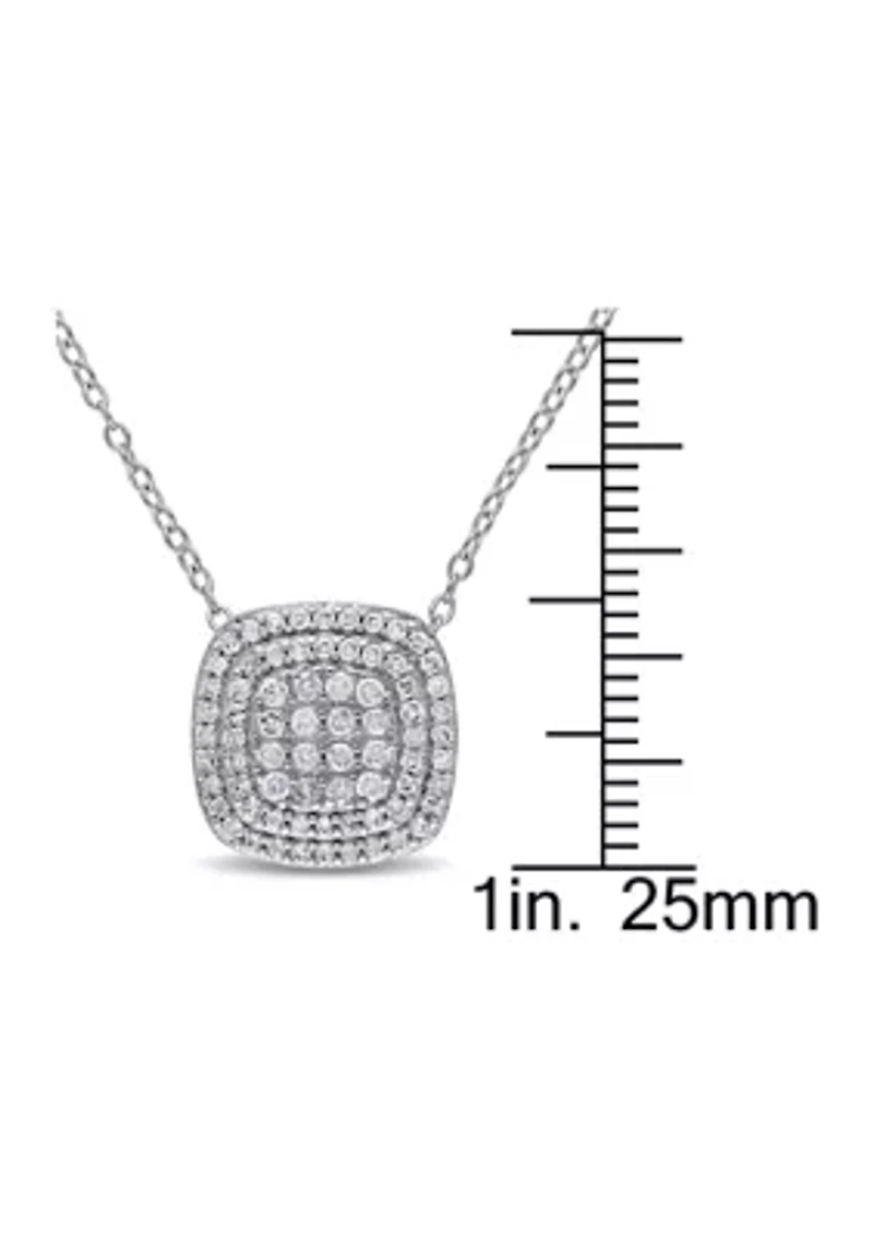 1/2 ct. t.w. Diamond Clustered Halo Pendant With Chain In Sterling Silver