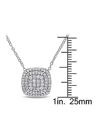 1/2 ct. t.w. Diamond Clustered Halo Pendant With Chain In Sterling Silver