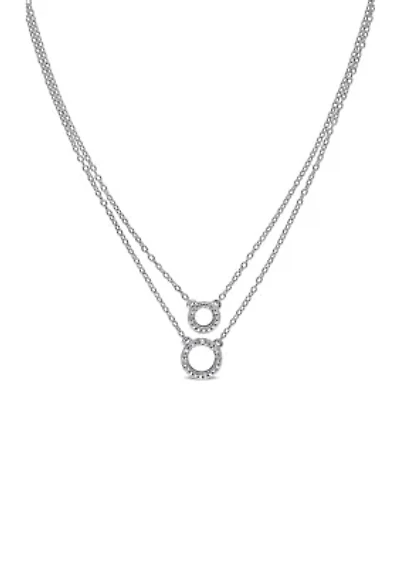Diamond-Accent Double-Circle Layered Necklace In Sterling Silver