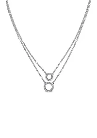 Diamond-Accent Double-Circle Layered Necklace In Sterling Silver