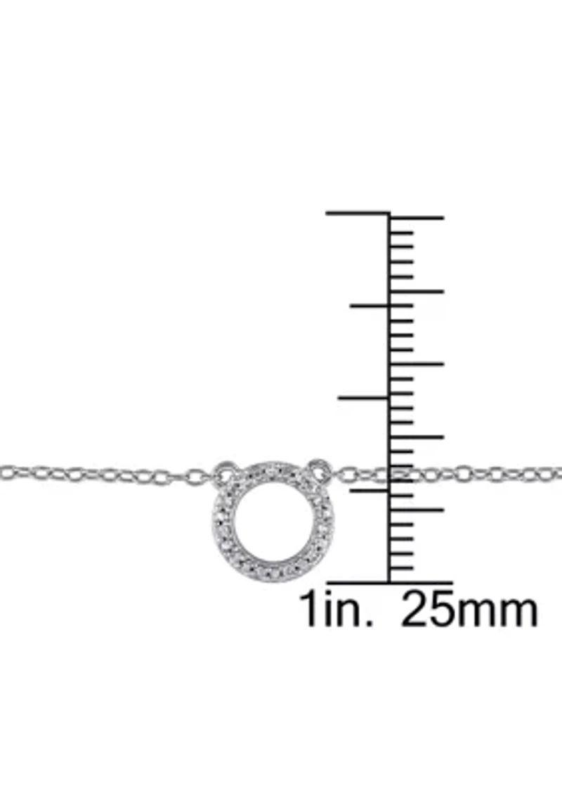 Diamond-Accent Double-Circle Layered Necklace In Sterling Silver