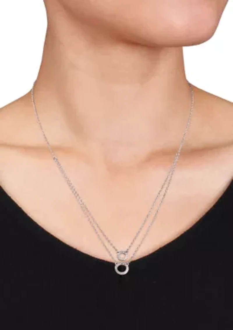 Diamond-Accent Double-Circle Layered Necklace In Sterling Silver