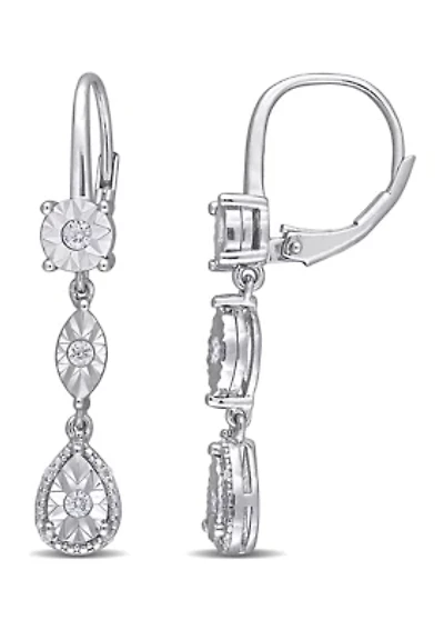 1/4 ct. t.w. Diamond Multi-Shape Dangle Earrings in Sterling Silver