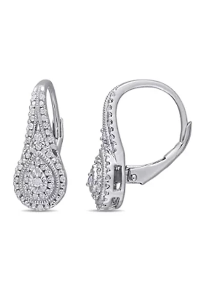 1/4 ct. t.w. Diamond Teardrop Halo Earrings in Sterling Silver