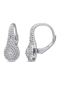 1/4 ct. t.w. Diamond Teardrop Halo Earrings in Sterling Silver