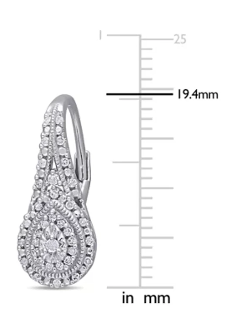1/4 ct. t.w. Diamond Teardrop Halo Earrings in Sterling Silver