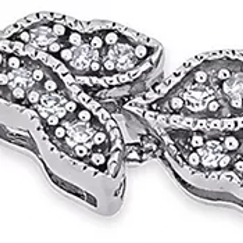 1/4 ct. t.w. Diamond Floral Bracelet In Sterling Silver