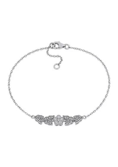 1/4 ct. t.w. Diamond Floral Bracelet In Sterling Silver