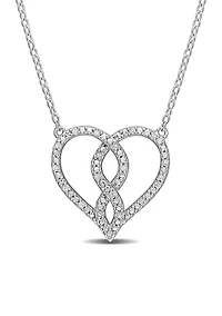 1/10 ct. t.w. Diamond Infinity Heart Pendant with Chain in Sterling Silver