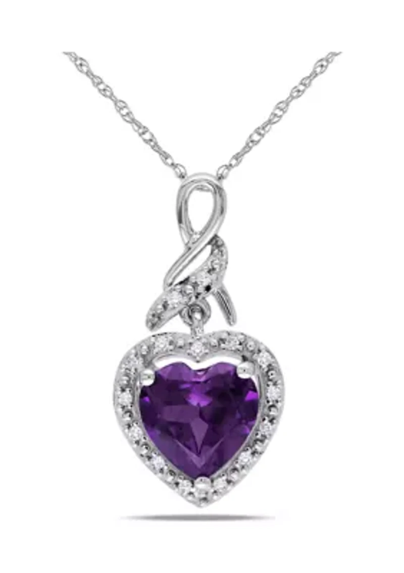 2.25 ct. t.w. Created Alexandrite Heart Necklace with Diamonds in 10k White Gold