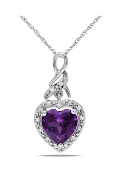 2.25 ct. t.w. Created Alexandrite Heart Necklace with Diamonds in 10k White Gold