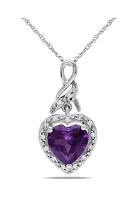 2.25 ct. t.w. Created Alexandrite Heart Necklace with Diamonds in 10k White Gold